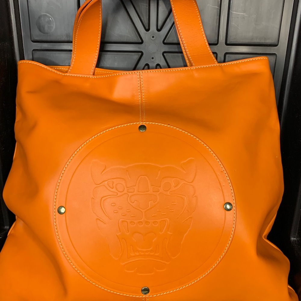 Hogan tote bag Orange Jaguar leather shoulder - Picture 2 of 6